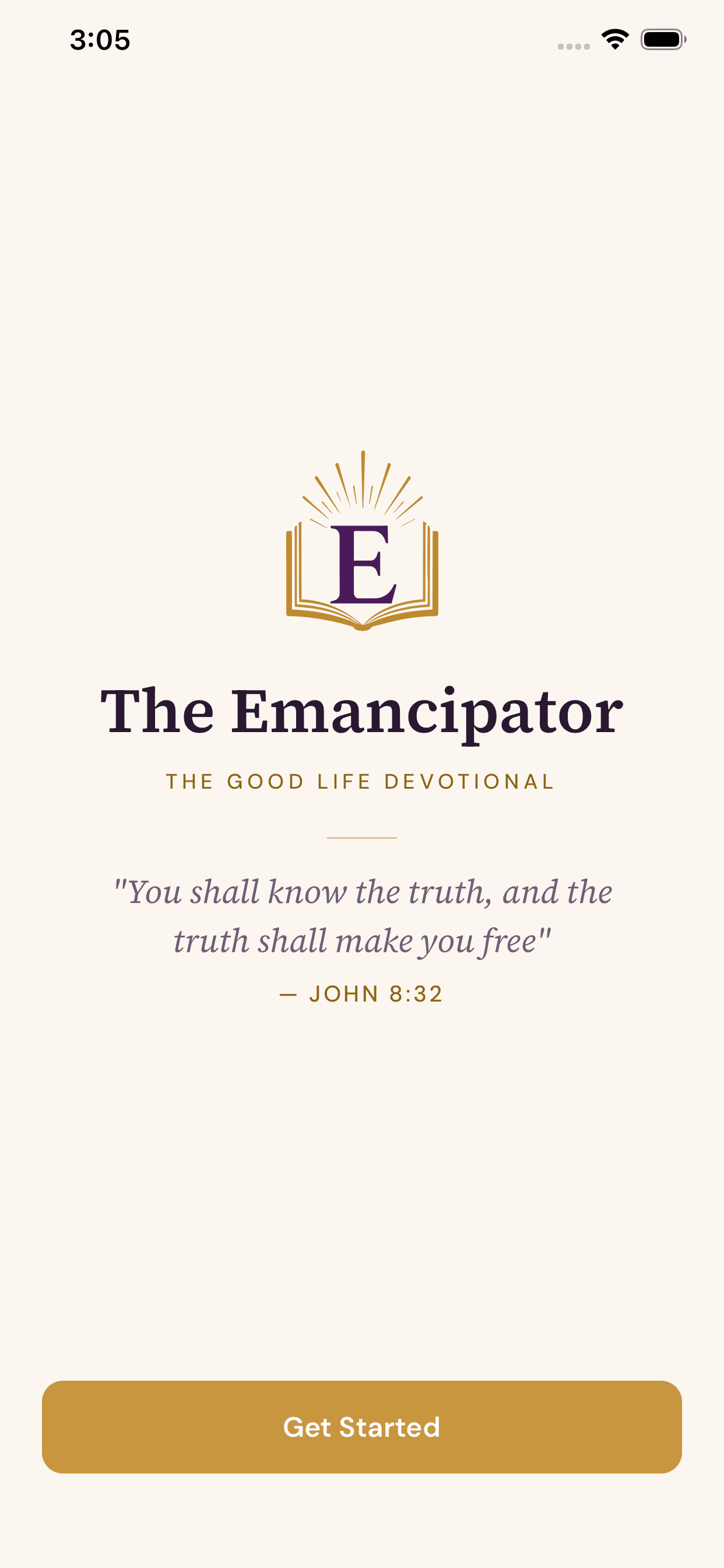The Emancipator app showing today's devotional